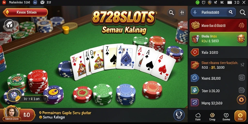 Tangkapan layar utama 8728SLOTS menampilkan gameplay Gaple yang seru.