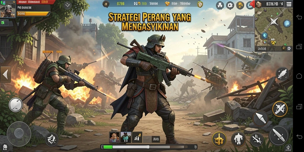 Screenshot gameplay 8768 menunjukkan pertempuran strategi yang mendebarkan.