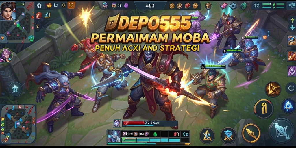 Tampilan aksi seru dari permainan MOBA DEPO555.