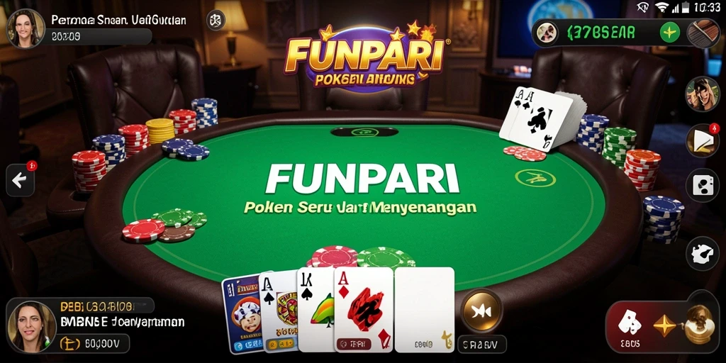 Tangkapan layar menunjukkan gameplay mendebarkan poker di FUNPARI.