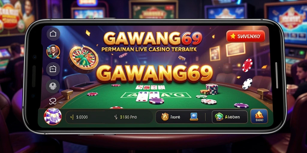 Tampilan utama GAWANG69 dengan dealer langsung dan suasana kasino.