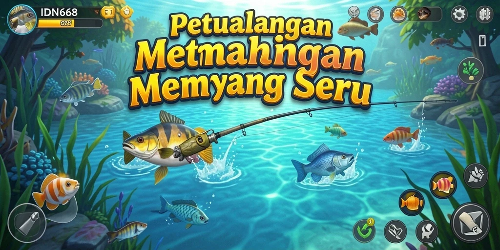 Screenshot gameplay IDN668 yang menampilkan momen memancing yang mendebarkan.