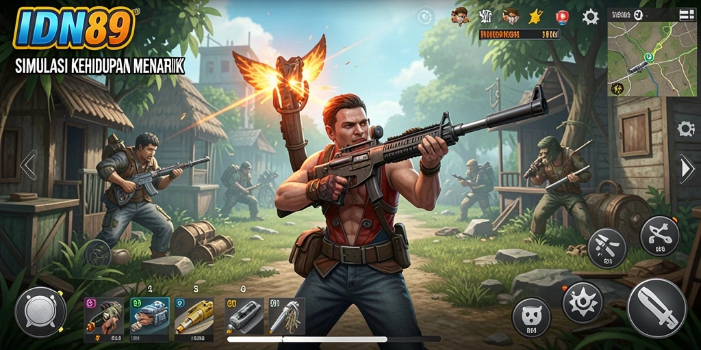 Tangkapan layar utama IDN89 menampilkan gameplay simulasi yang seru dan interaktif.