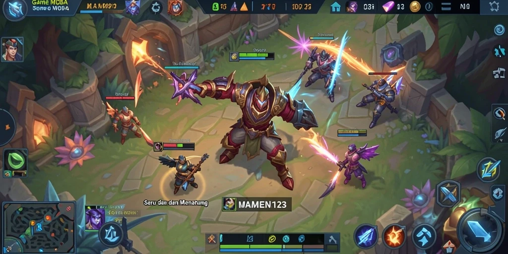 Screenshot gameplay MAMEN123 menunjukkan aksi seru pertempuran tim.