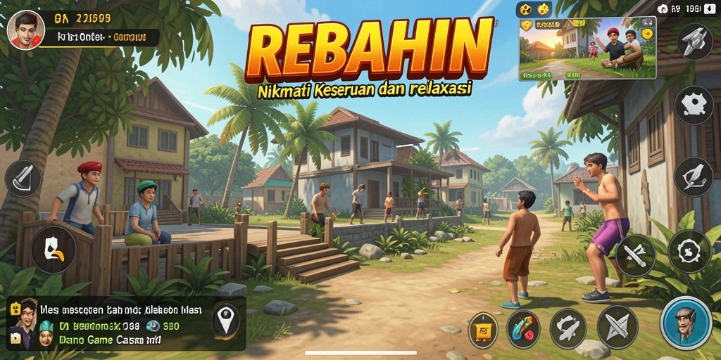Tampilan gameplay REBAHIN yang ceria dan menghibur.