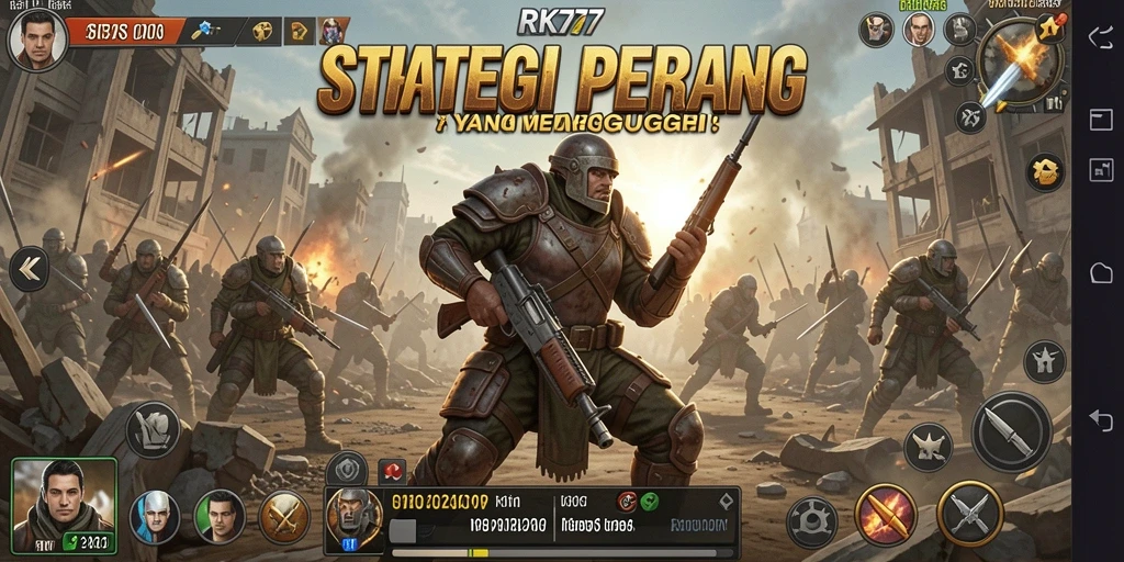 Tangkapan layar menunjukkan pertempuran strategis yang epik dalam RK77.