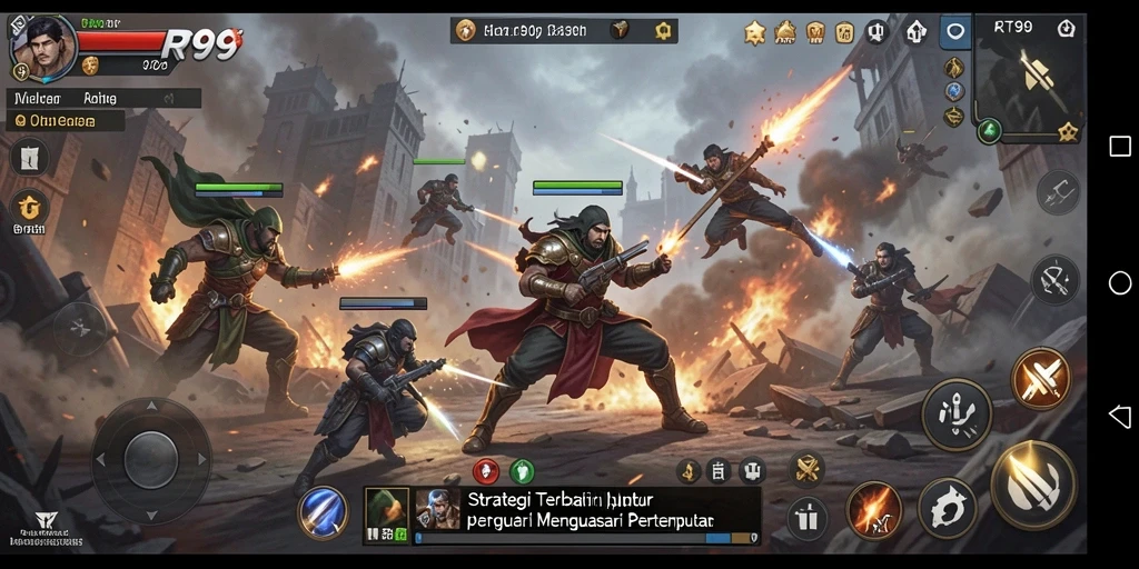 Tampilan gameplay RT99 yang menampilkan pertempuran strategis yang mendebarkan.