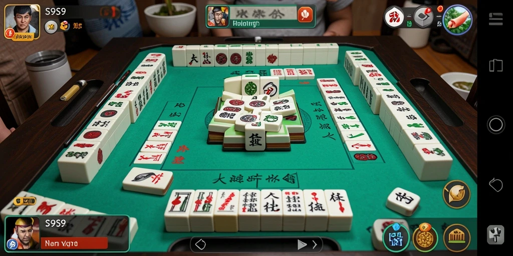 Tangkapan layar permainan S9S9 yang menunjukkan momen seru saat bermain Mahjong.