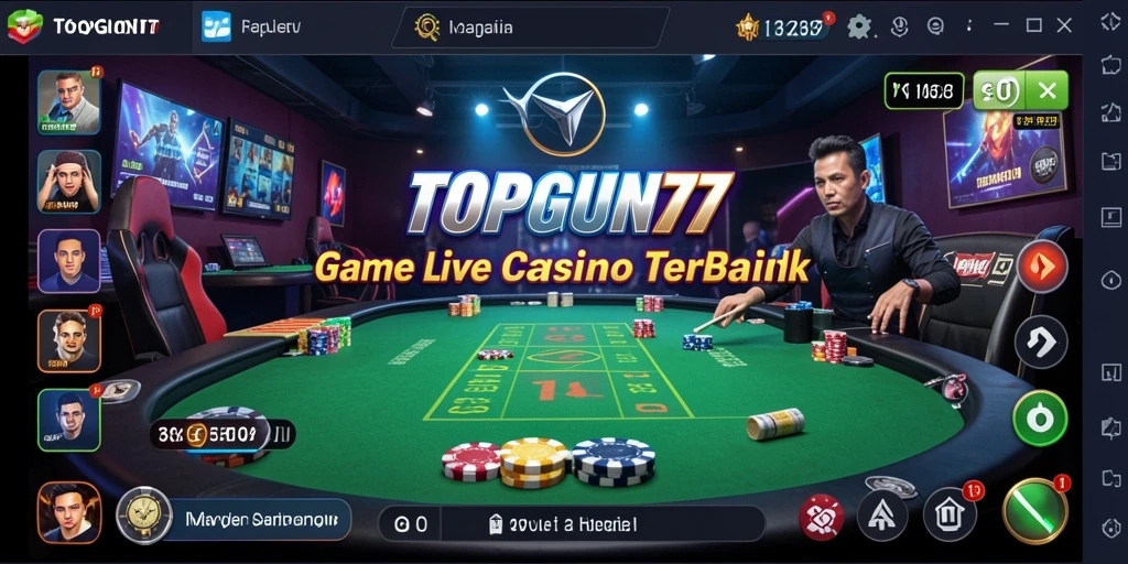 Screenshot gameplay Live Casino di TOPGUN77 yang menarik dan interaktif.