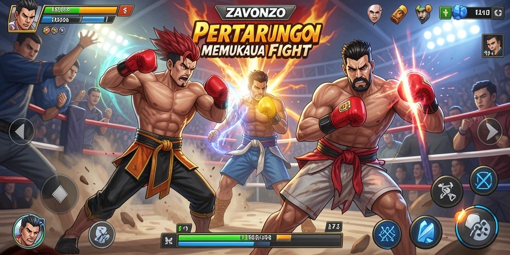 Tampilkan momen pertarungan intens dalam ZAVONZO.